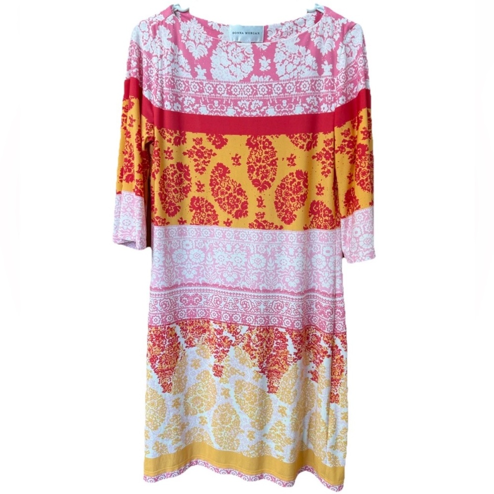 Donna Morgan Floral Paisley Pullover Shift Dress Size 8